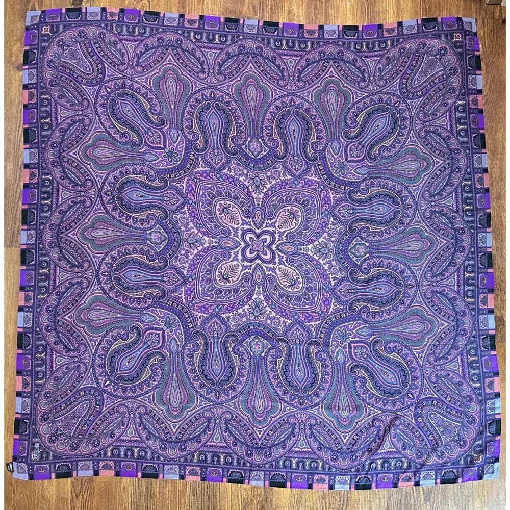 Liberty of London Silk Scarf Large Square Paisley Purple Lavender 50x50